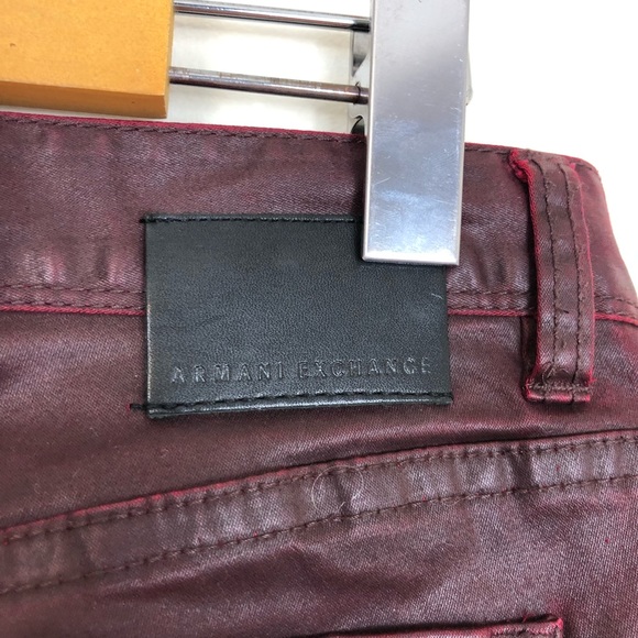 Armani Exchange Faux Leather Burgundy Pants Sz 4 - Picture 9 of 11